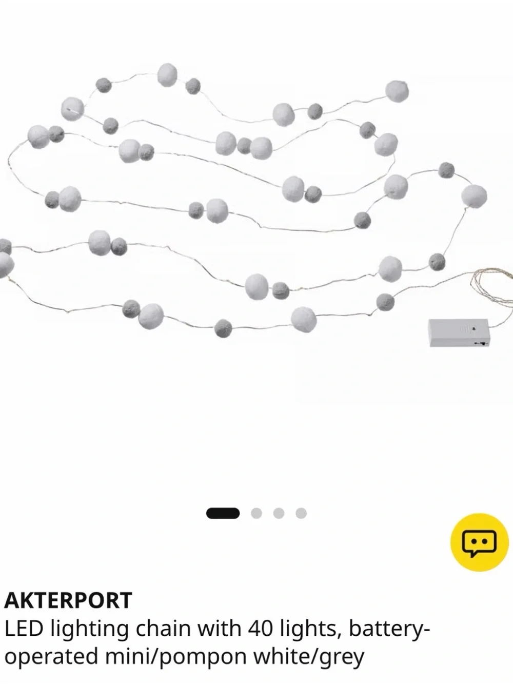 *BRAND NEW* IKEA Akterort White & Gray Felt Ball Garland - Cozy Home Accent